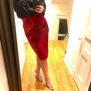 Anna Molinari Rich Red Velvet Pencil Skirt